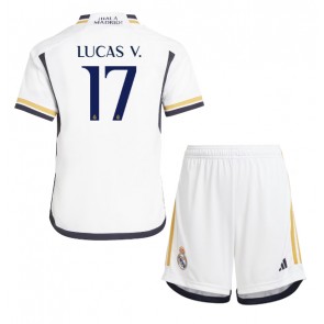 Lacne Dětský Futbalové dres Real Madrid Lucas Vazquez #17 2023-24 Krátky Rukáv - Domáci (+ trenírky)